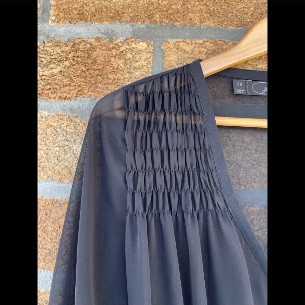 Patterson J. KincaidBlack Semi Sheer Blouse Xs - Picture 3 of 8